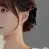 925 Silver Flower Stud Earrings Women Fine Jewelry