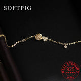 925 Silver Flower Zircon Heart Bracelet 14K Chain