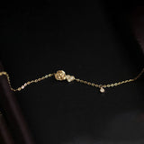 925 Silver Flower Zircon Heart Bracelet 14K Chain