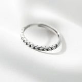 925 Sterling Silver Geometric Adjustable Ring Fine Jewelry
