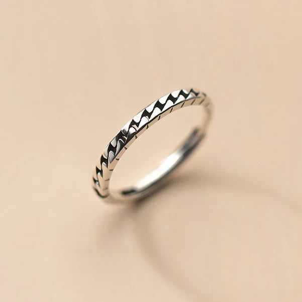 925 Sterling Silver Geometric Adjustable Ring Fine Jewelry