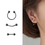 925 Silver Geometric Bead Stud Earrings Punk Jewelry