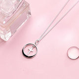 925 Silver Geometric Cross Pendant Necklace Fine Jewelry