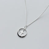 925 Silver Geometric Cross Pendant Necklace Fine Jewelry