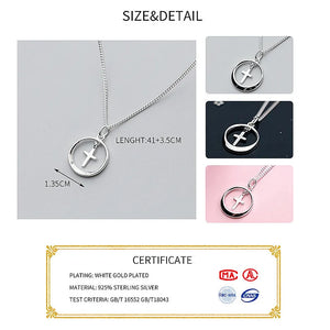 925 Silver Geometric Cross Pendant Necklace Fine Jewelry