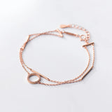 925 Silver Zircon Round Bracelet for Women Party Jewelry