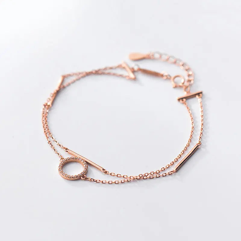 925 Silver Zircon Round Bracelet for Women Party Jewelry