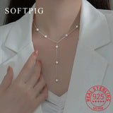 925 Silver Zircon Pearl Choker Necklace Women's Jewelry