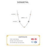 925 Silver Zircon Pearl Choker Necklace Women's Jewelry