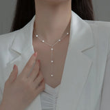 925 Silver Zircon Pearl Choker Necklace Women's Jewelry