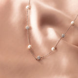 925 Silver Zircon Pearl Choker Necklace Women's Jewelry
