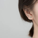 925 Silver Zircon Square Stud Earrings - Women's Jewelry