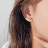 925 Silver Zircon Square Stud Earrings - Women's Jewelry