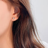 925 Silver Zircon Square Stud Earrings - Women's Jewelry