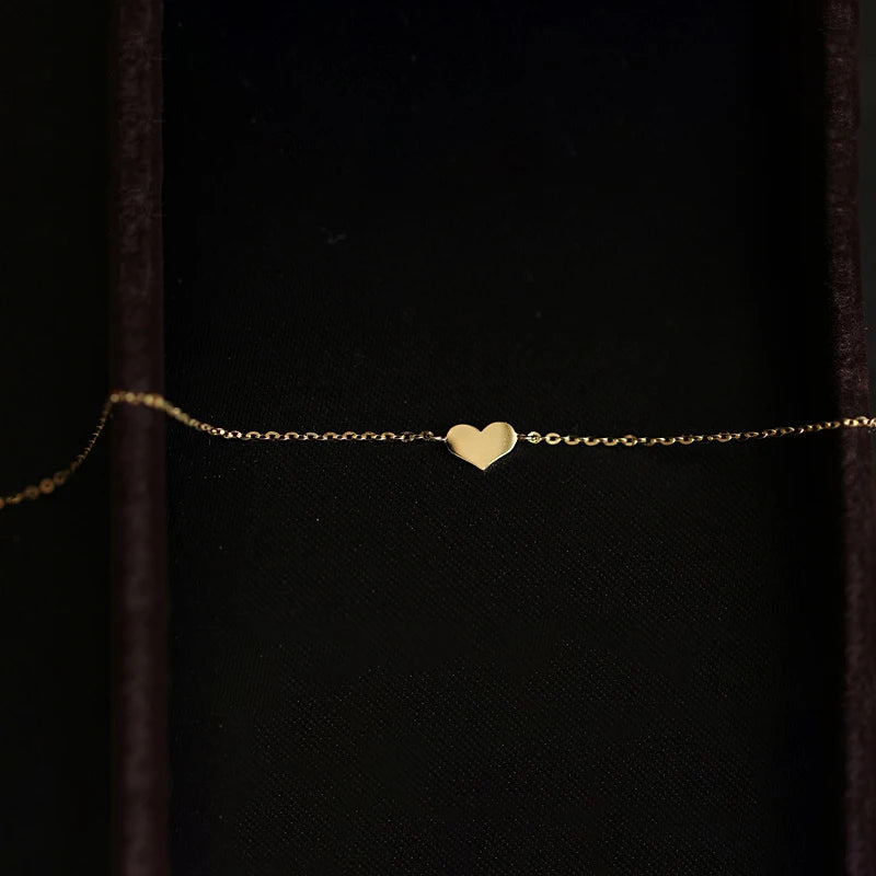 925 Sterling Silver Heart Chain 14K Bracelet For Women