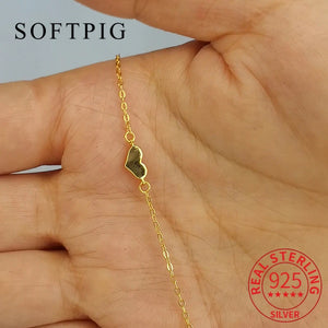 925 Sterling Silver Heart Chain 14K Bracelet For Women