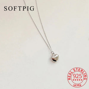925 Silver Heart Pendant Necklace Romantic Women's Jewelry