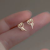 925 Sterling Silver Hollow Flower Stud Earrings Fine Jewelry