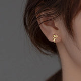 925 Sterling Silver Hollow Flower Stud Earrings Fine Jewelry