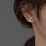 925 Sterling Silver Hollow Flower Stud Earrings Fine Jewelry