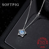 925 Sterling Silver Zircon Star Choker Necklace Women Jewelry