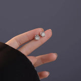 925 Silver Moonstone Stud Earrings Classic Jewelry Accessories
