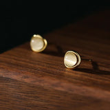 925 Silver Moonstone Stud Earrings Classic Jewelry Accessories
