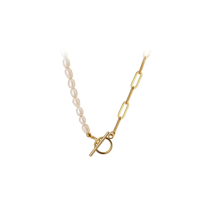 925 Silver Irregular Pearl Choker Necklace for Women