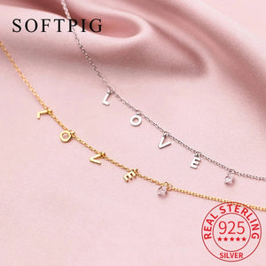 925 Silver LOVE Choker Necklace Women Party Jewelry Minimalist Accessory