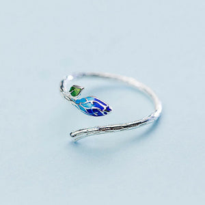 925 Sterling Silver V Letter Adjustable Ring for Women
