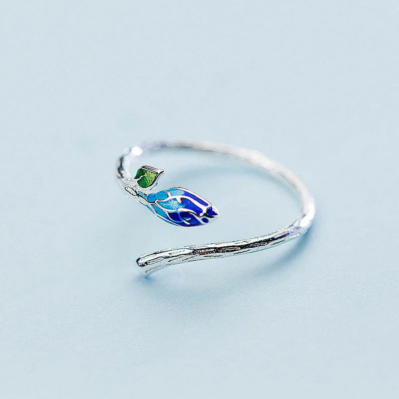 925 Sterling Silver V Letter Adjustable Ring for Women