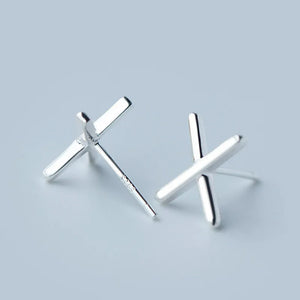 925 Silver Letter X Stud Earrings for Women