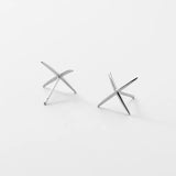 925 Silver Line Cross 18K Stud Earrings For Women Punk Fine Jewelry