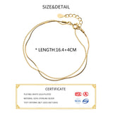 925 Silver Minimalist Bracelet Double Chain Fine Jewelry Bijoux