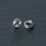 925 Silver Geometric Cross Clip Earrings for Women Party Jewelry