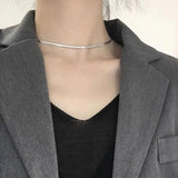 925 Sterling Silver Geometric Wide Snake Chain Necklace For Women
