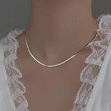 925 Sterling Silver Geometric Wide Snake Chain Necklace For Women