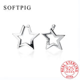 925 Silver Hollow Star Hoop Earrings Classic Jewelry