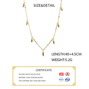 925 Sterling Silver Water Drop Necklace Minimalist Style