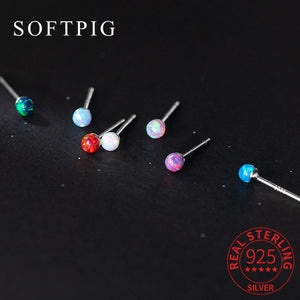 925 Silver Opal Bead Stud Earrings - Classic Fine Jewelry