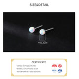 925 Silver Opal Bead Stud Earrings - Classic Fine Jewelry