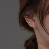 925 Silver Opal Bead Stud Earrings - Classic Fine Jewelry