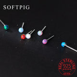 925 Silver Opal Bead Stud Earrings - Classic Fine Jewelry