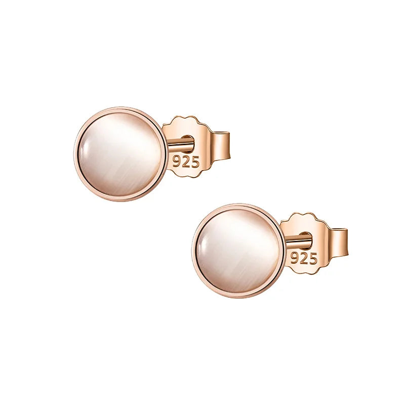 Real 925 Silver Opal Stud Earrings for Women Party Jewelry