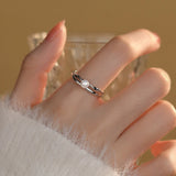 925 Silver Pearl Double Line Adjustable Ring for Women Classic Jewelry