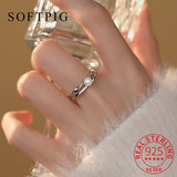 925 Silver Pearl Double Line Adjustable Ring for Women Classic Jewelry
