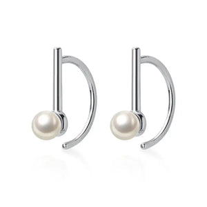 925 Silver Pearl Hoop Earrings For Women Fine Jewelry