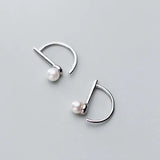 925 Silver Pearl Hoop Earrings For Women Fine Jewelry