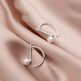 925 Silver Pearl Hoop Earrings For Women Fine Jewelry