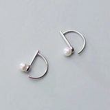 925 Silver Pearl Hoop Earrings For Women Fine Jewelry